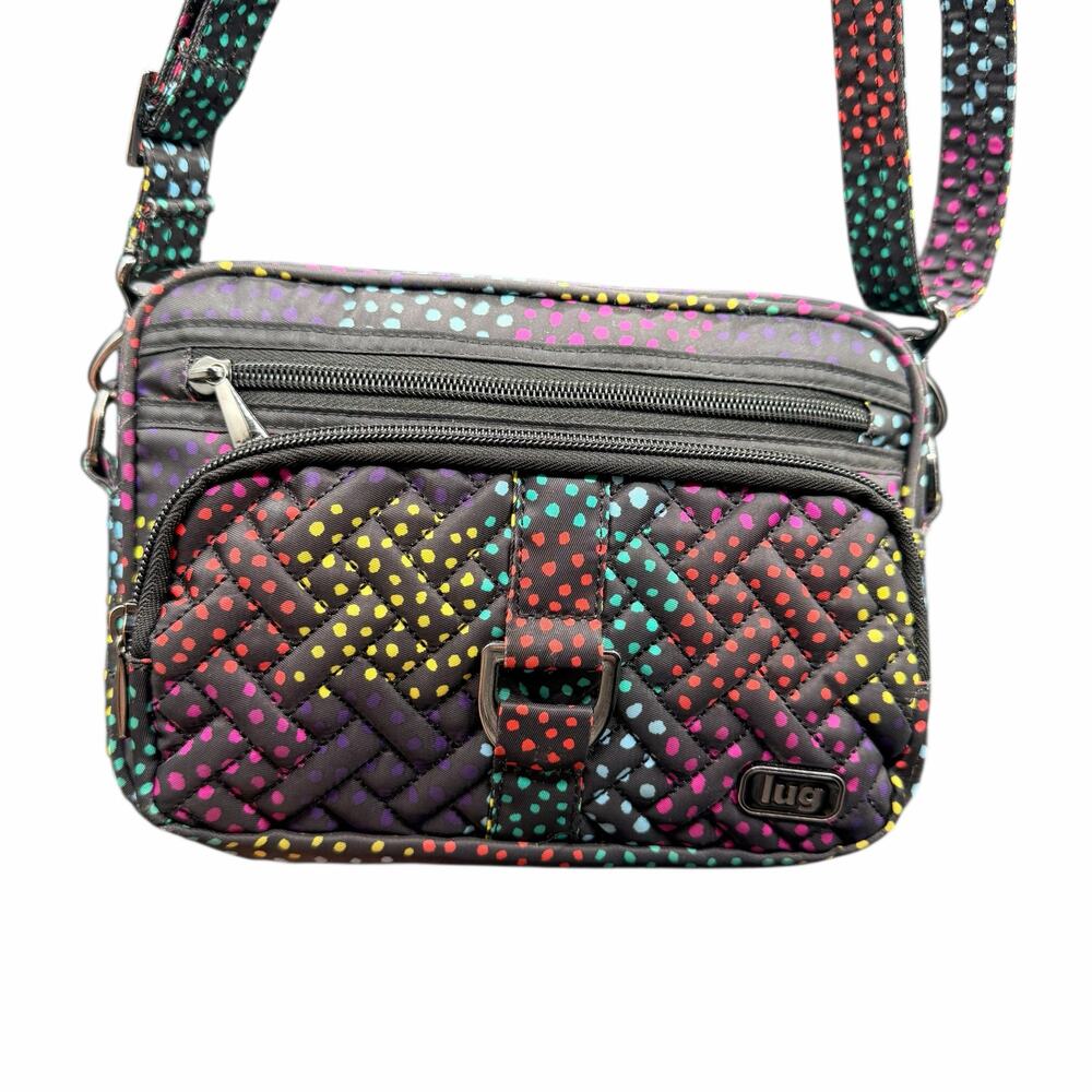 Lug Rainbow Dot Quilted Crossbody Bag - Black